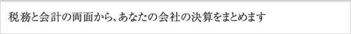 税務と会計の両面から、あなたの会社の決算をまとめます